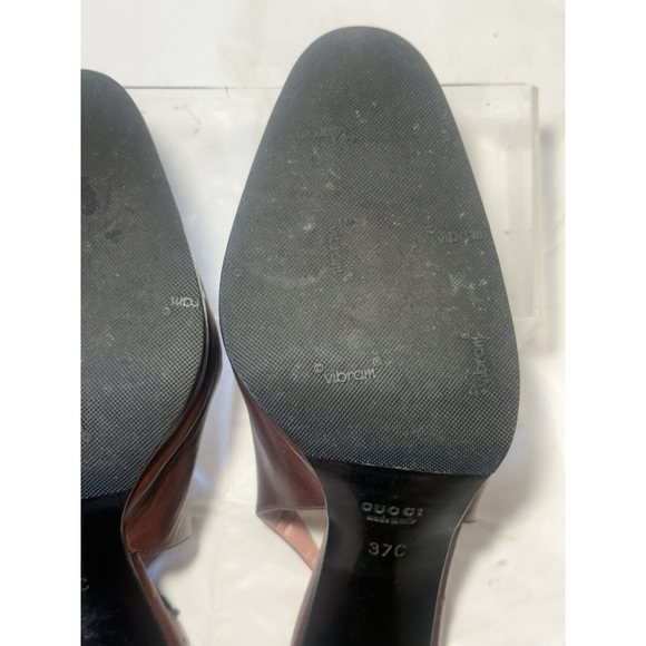 GUCCI Slingback Heels Closed Toe Brown Leather Shoes Sandals US 7 EU 37 C - Picture 16 of 16